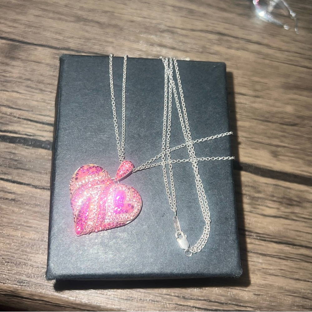Pink swarovski crystal elements necklace